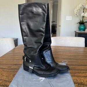 7 For All Mandkind Black Leather Calf Riding Boot.  Size 8M